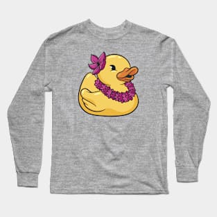 Cute Hawaiian Luau Rubber Ducky Long Sleeve T-Shirt